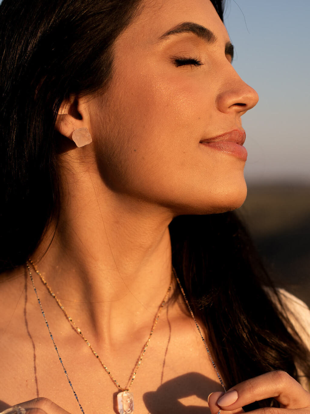 Light Earring - Rose Quartz