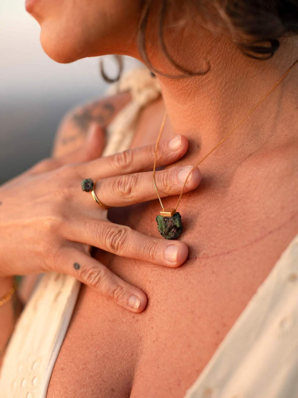 Zoisite with Ruby Necklace