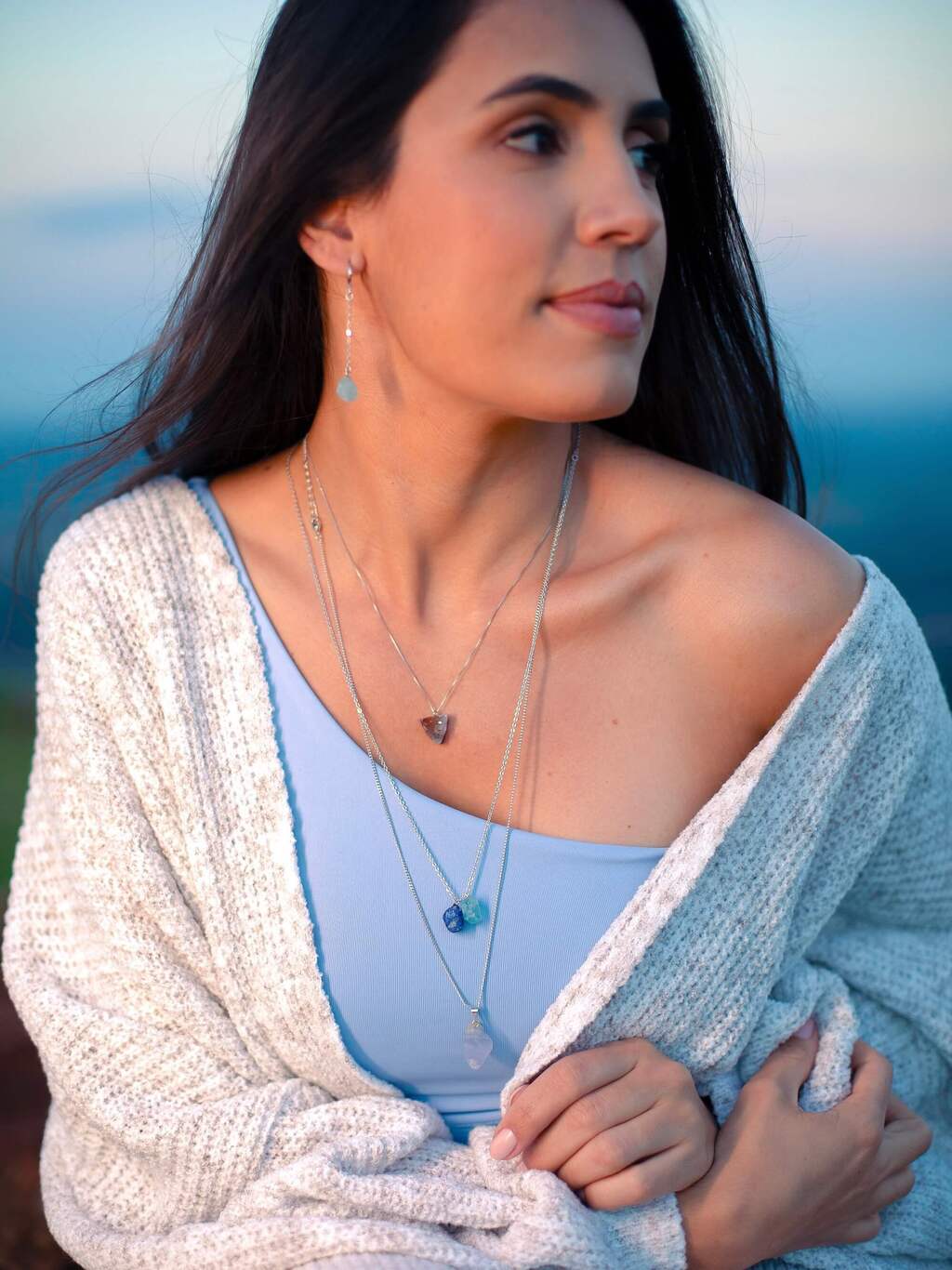 Balance Earring - Aquamarine