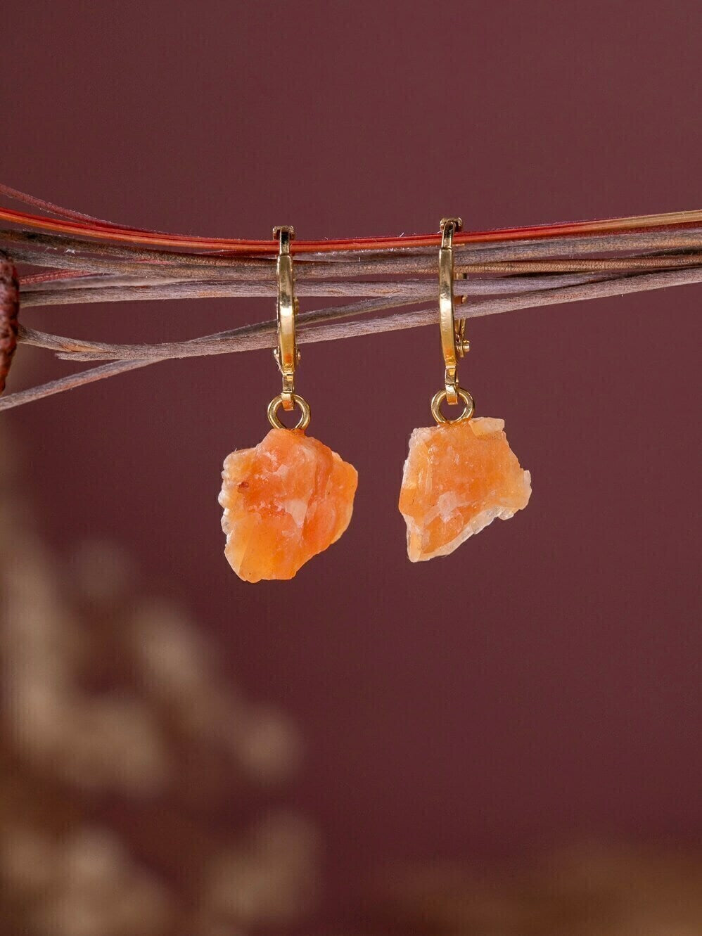 Essence Earring - Orange Calcite
