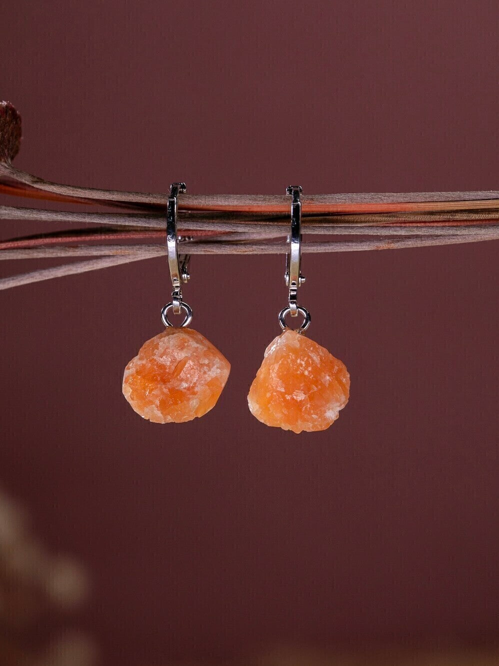 Essence Earring - Orange Calcite