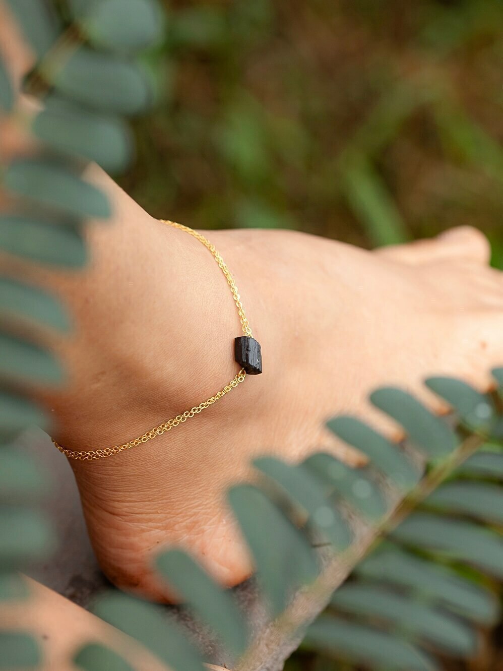 Black Tourmaline Ankle Bracelet