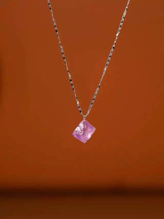 Purple Octahedral Fluorite Necklace