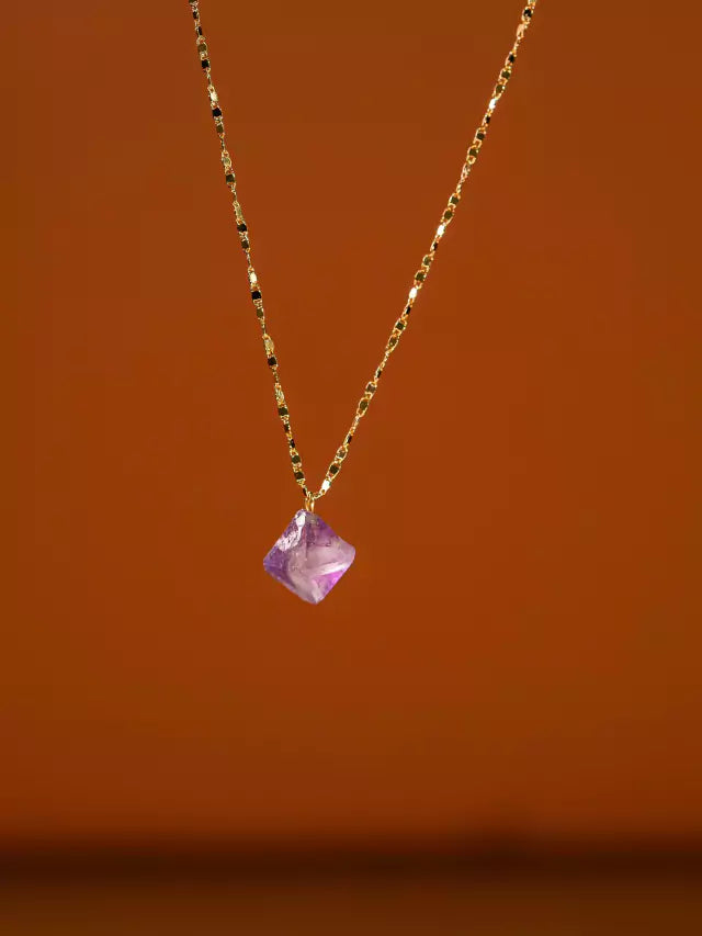 Purple Octahedral Fluorite Necklace