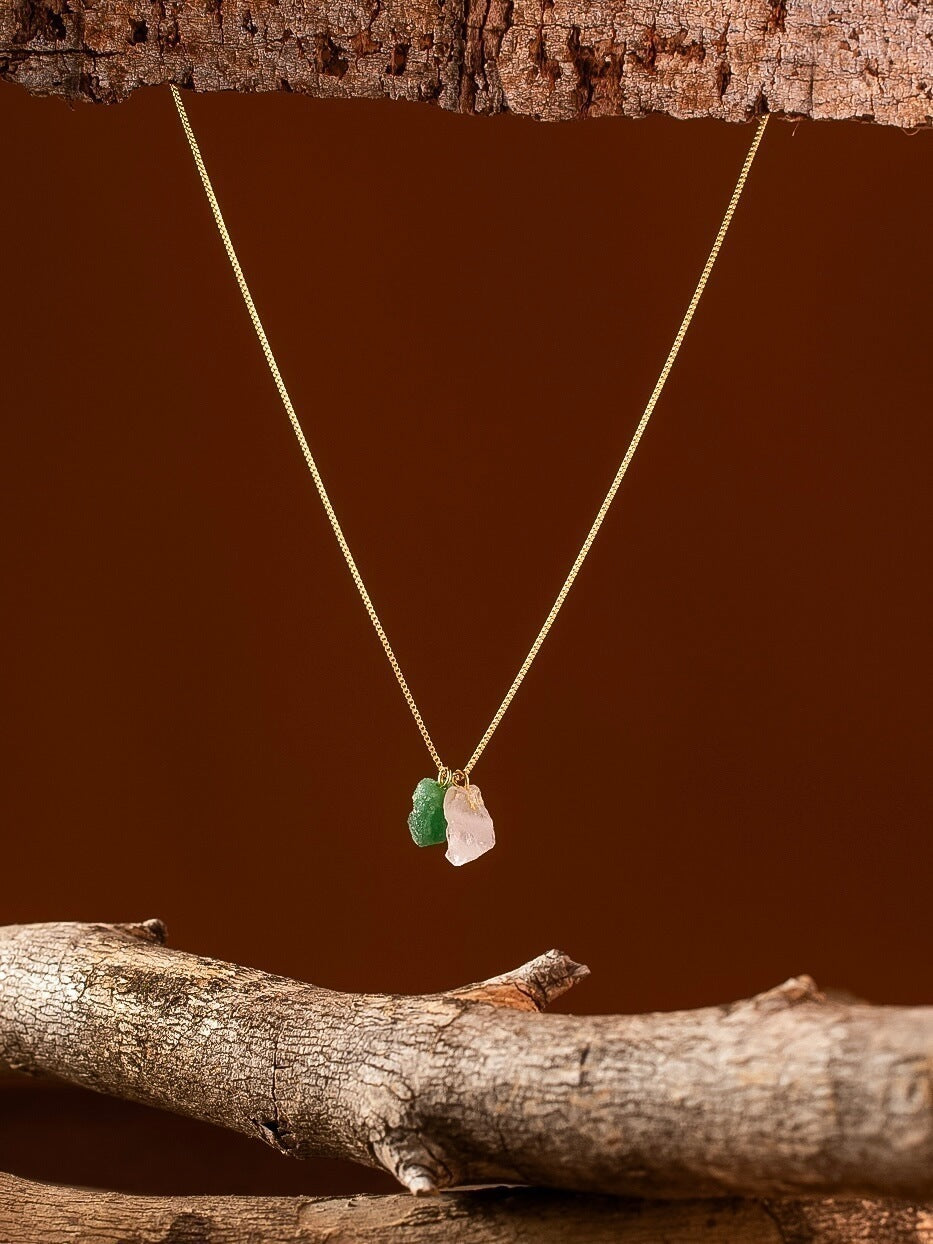 Green Quartz and Rose Quartz Necklace