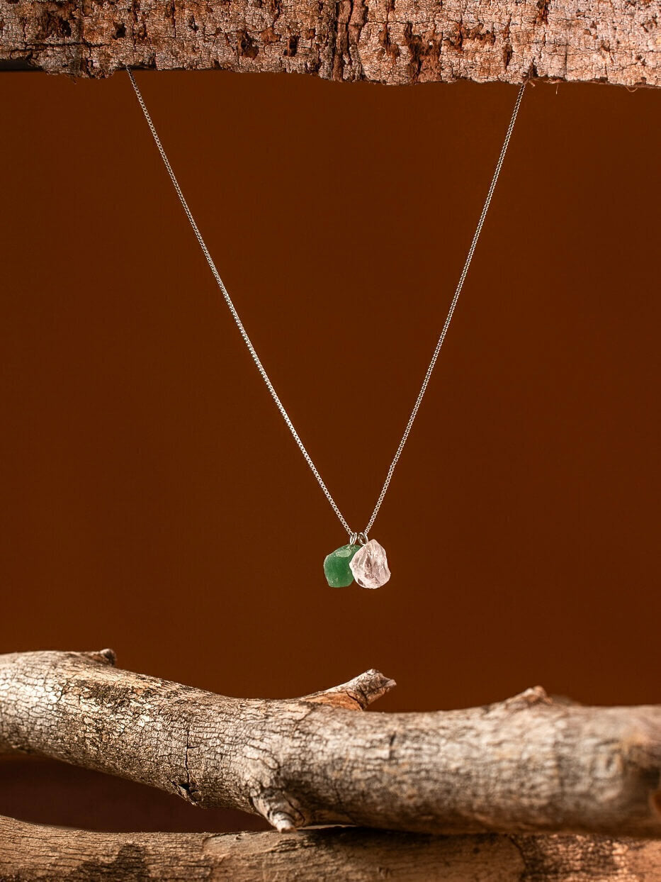 Green Quartz and Rose Quartz Necklace